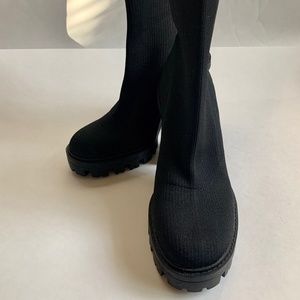 Zara - Black Knit Combat Boots Sz 38